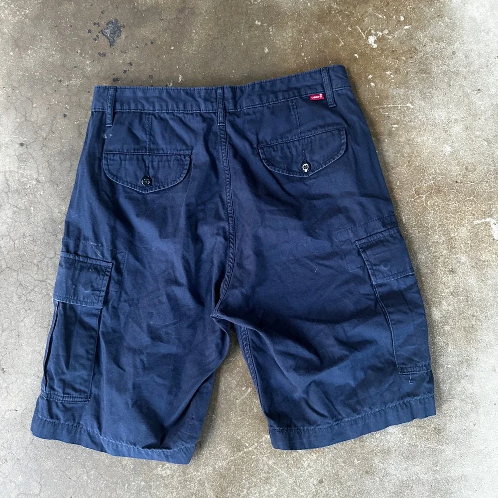 Levi's Cargo Shorts Mens W30 Navy Blue Ripstop Cotton Multi-Pocket Casual